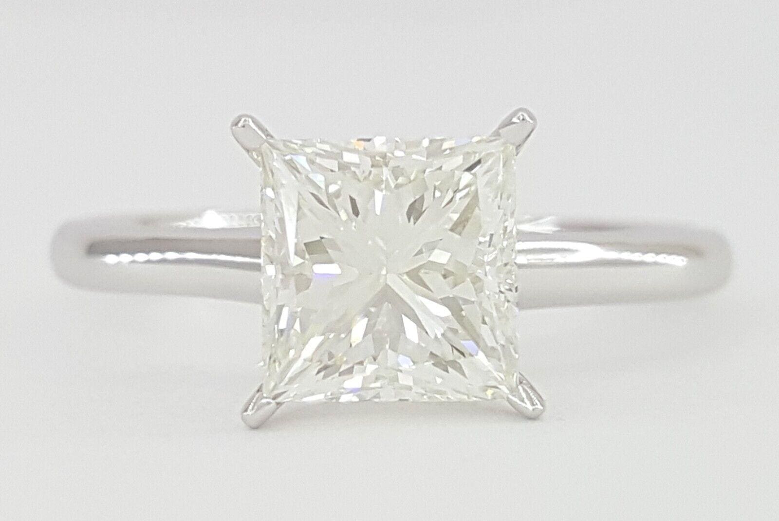 Princess Cut Diamond Solitaire Engagement Ring 1.7 ct 14K Gold GIA Rtl 12,000