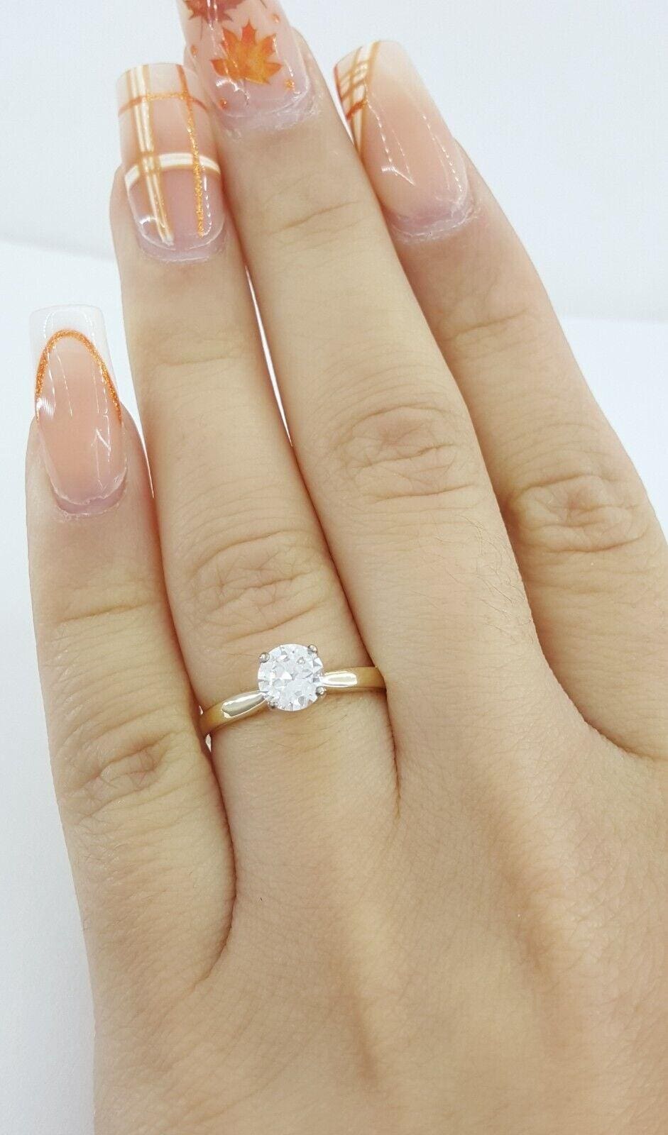 Vintage Old European Cut Diamond Solitaire 0.54 ct Engagement Ring F/VVS2