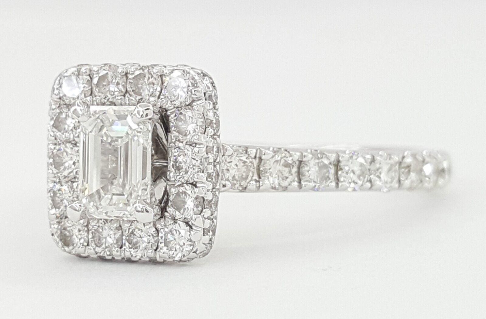 Neil Lane Bridal Emerald Cut Diamond Halo Engagement Ring 1.4 ct 14k Rtl 6.5k
