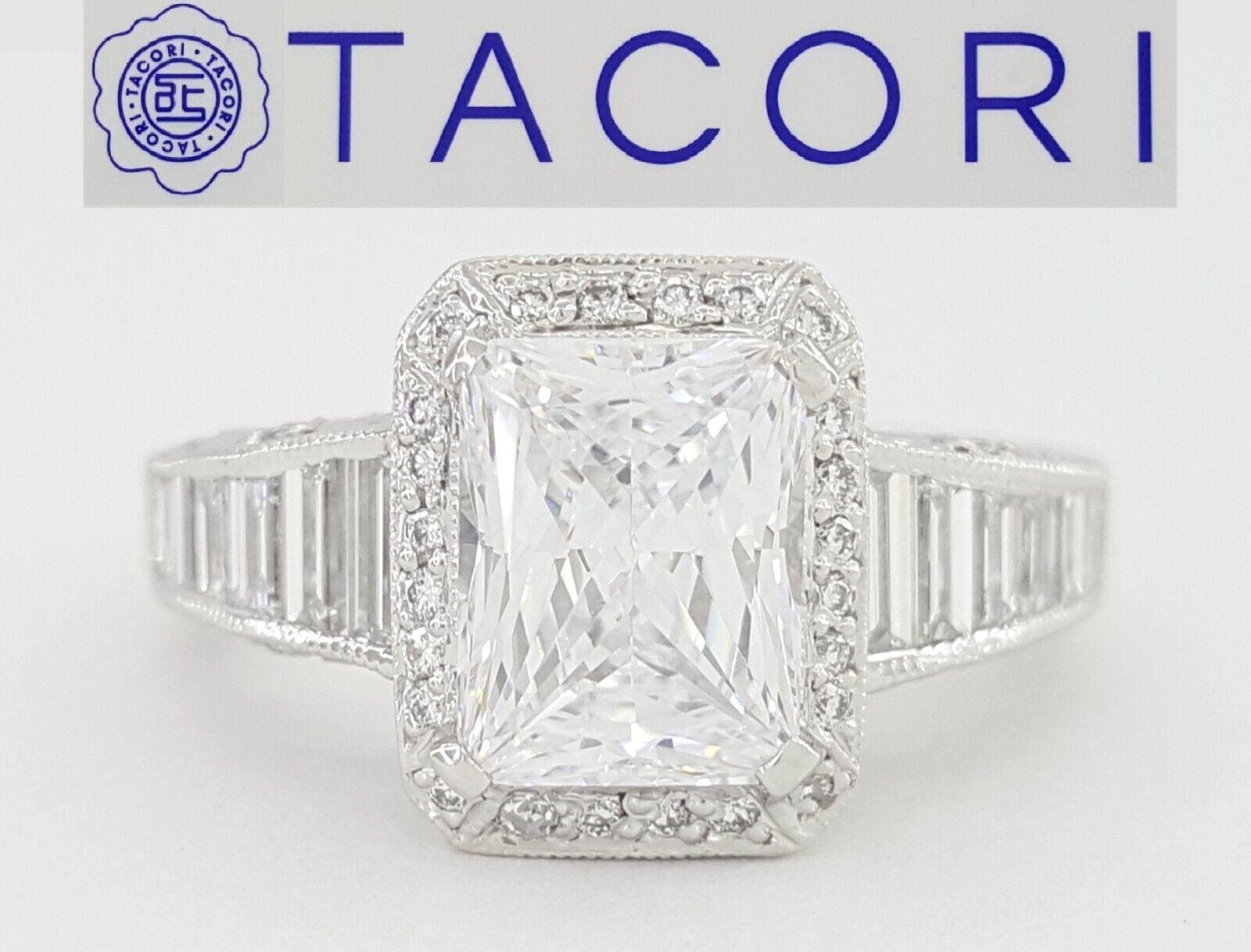 Tacori Crescent Semi-Mount Halo Diamond Engagement Ring 1.37 ct Plat Rtl 12,950