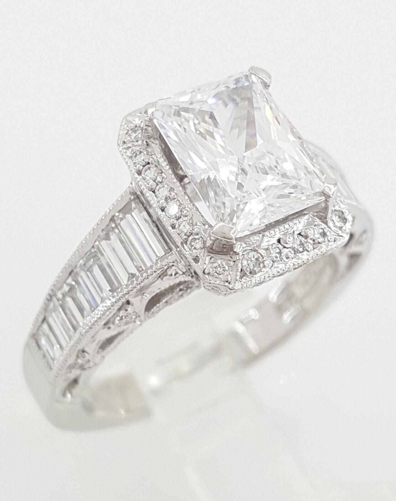 Tacori Crescent Semi-Mount Halo Diamond Engagement Ring 1.37 ct Plat Rtl 12,950