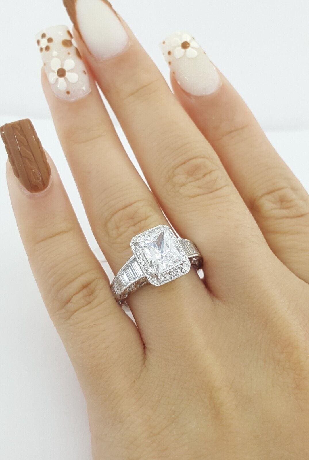 Tacori Crescent Semi-Mount Halo Diamond Engagement Ring 1.37 ct Plat Rtl 12,950