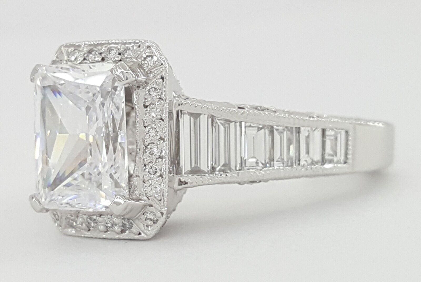 Tacori Crescent Semi-Mount Halo Diamond Engagement Ring 1.37 ct Plat Rtl 12,950