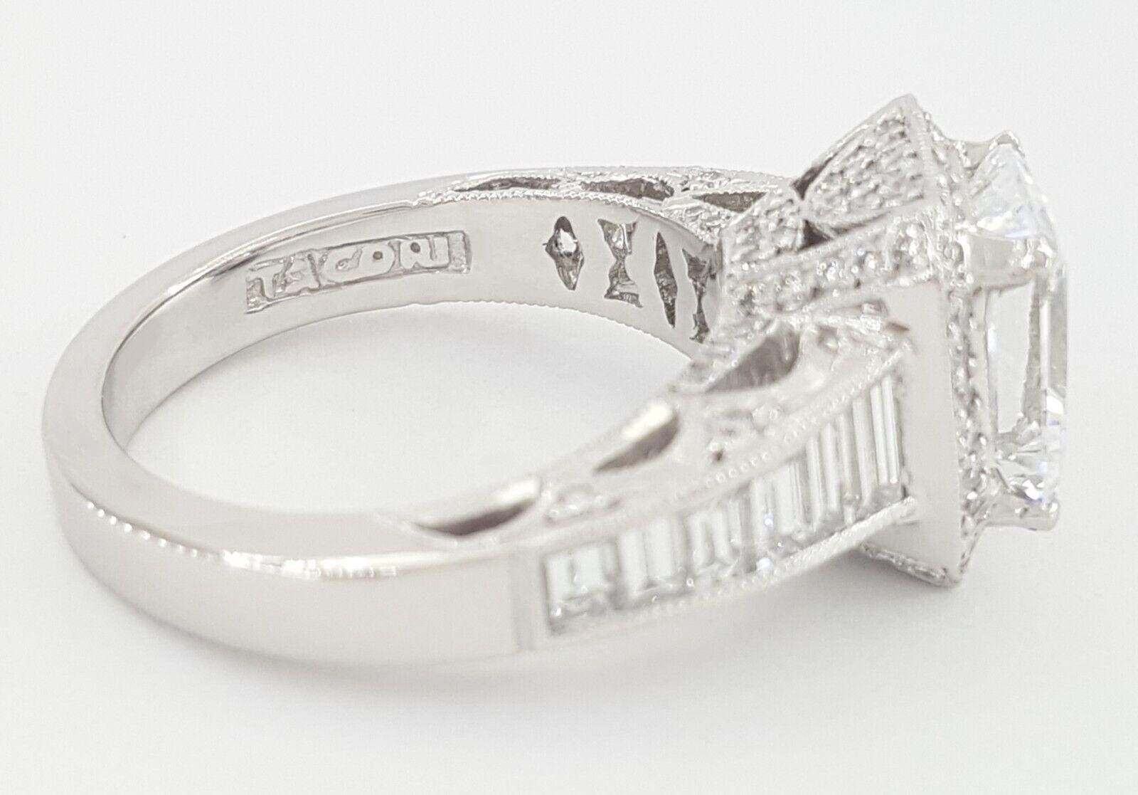 Tacori Crescent Semi-Mount Halo Diamond Engagement Ring 1.37 ct Plat Rtl 12,950