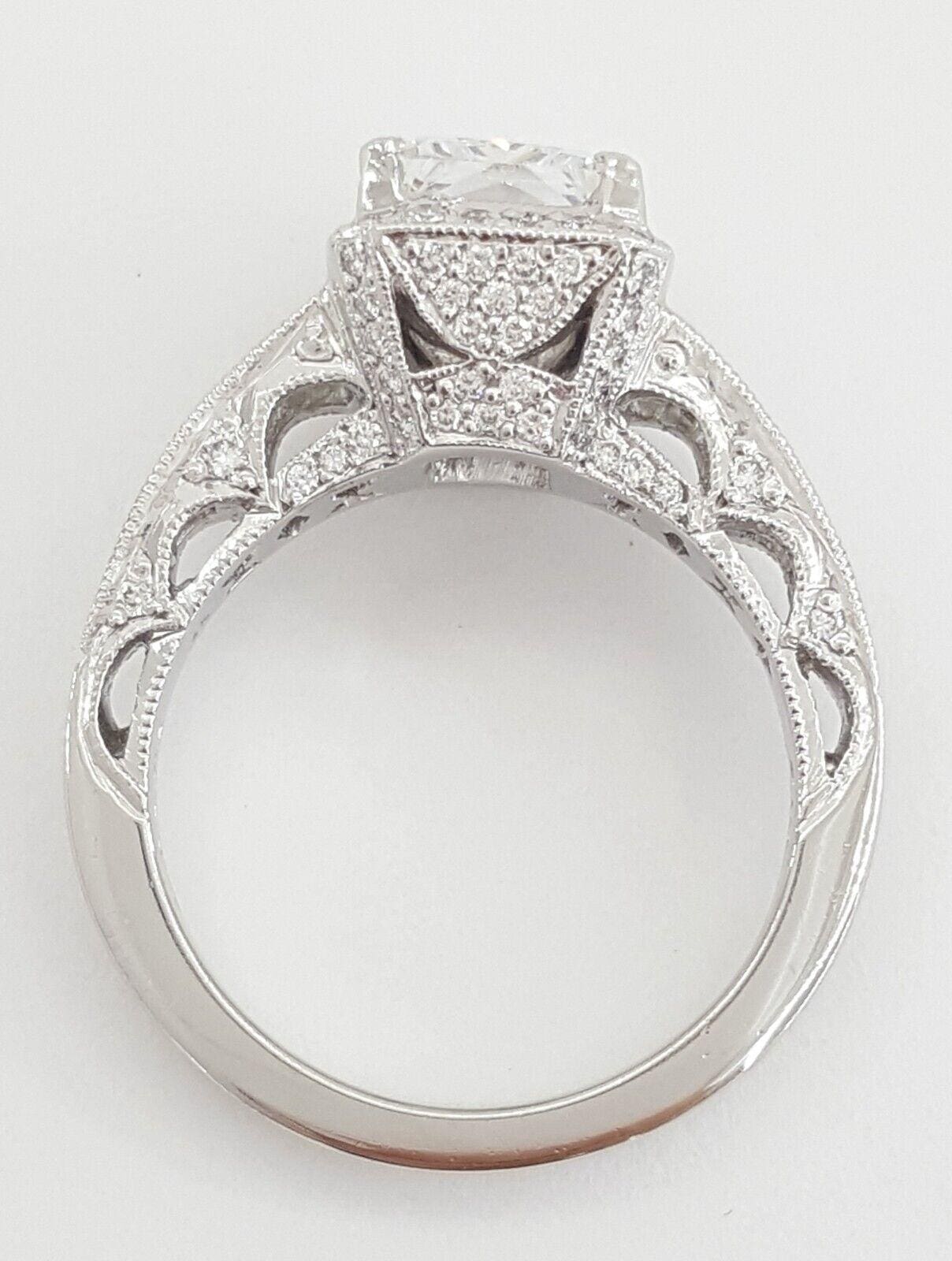 Tacori Crescent Semi-Mount Halo Diamond Engagement Ring 1.37 ct Plat Rtl 12,950