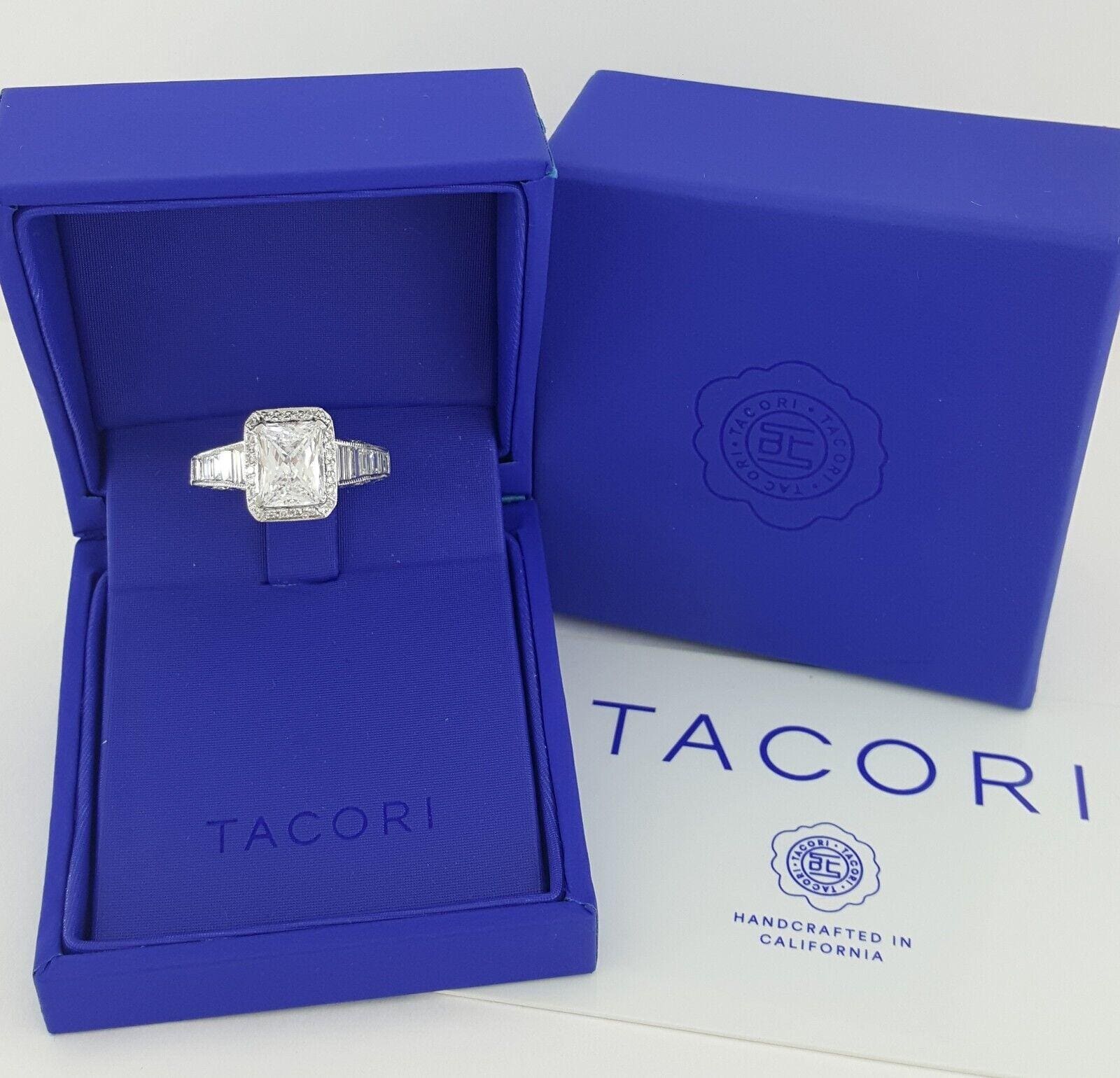 Tacori Crescent Semi-Mount Halo Diamond Engagement Ring 1.37 ct Plat Rtl 12,950
