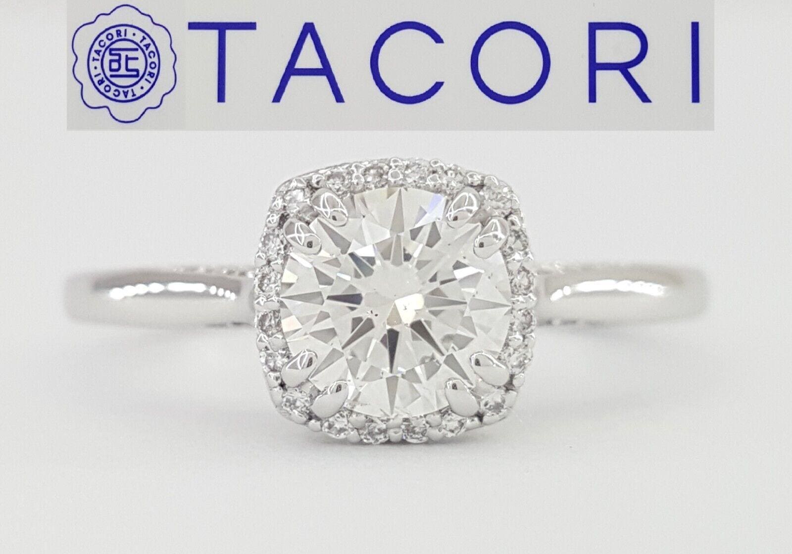 Tacori Dantela Halo Diamond Engagement Ring 0.92 ct 18k W Gold GIA Rtl 7K