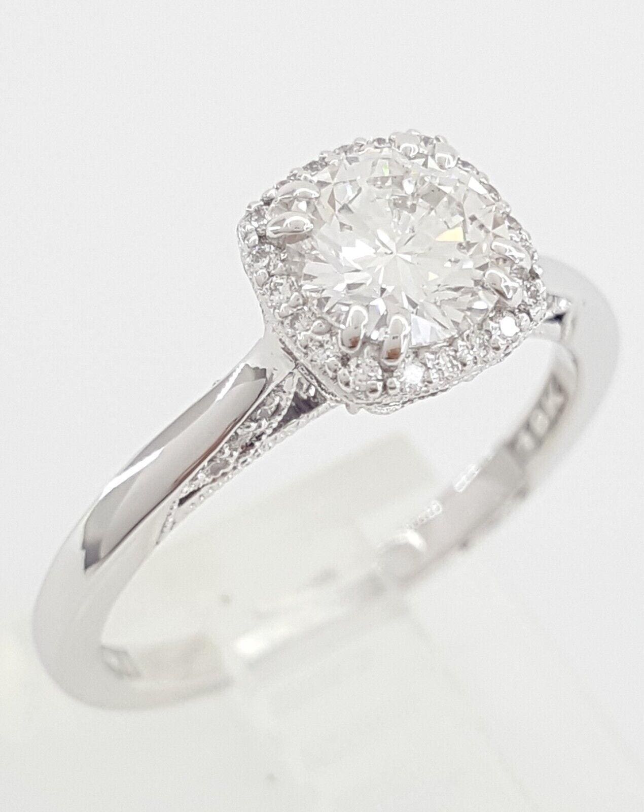 Tacori Dantela Halo Diamond Engagement Ring 0.92 ct 18k W Gold GIA Rtl 7K