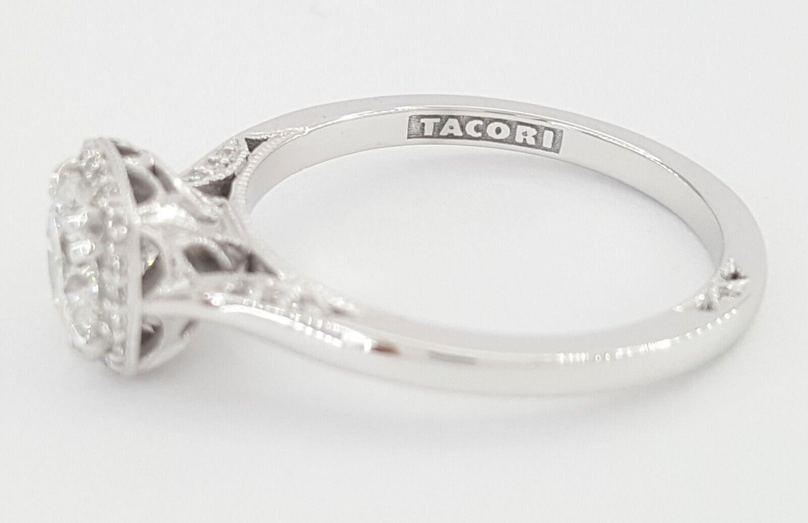 Tacori Dantela Halo Diamond Engagement Ring 0.92 ct 18k W Gold GIA Rtl 7K