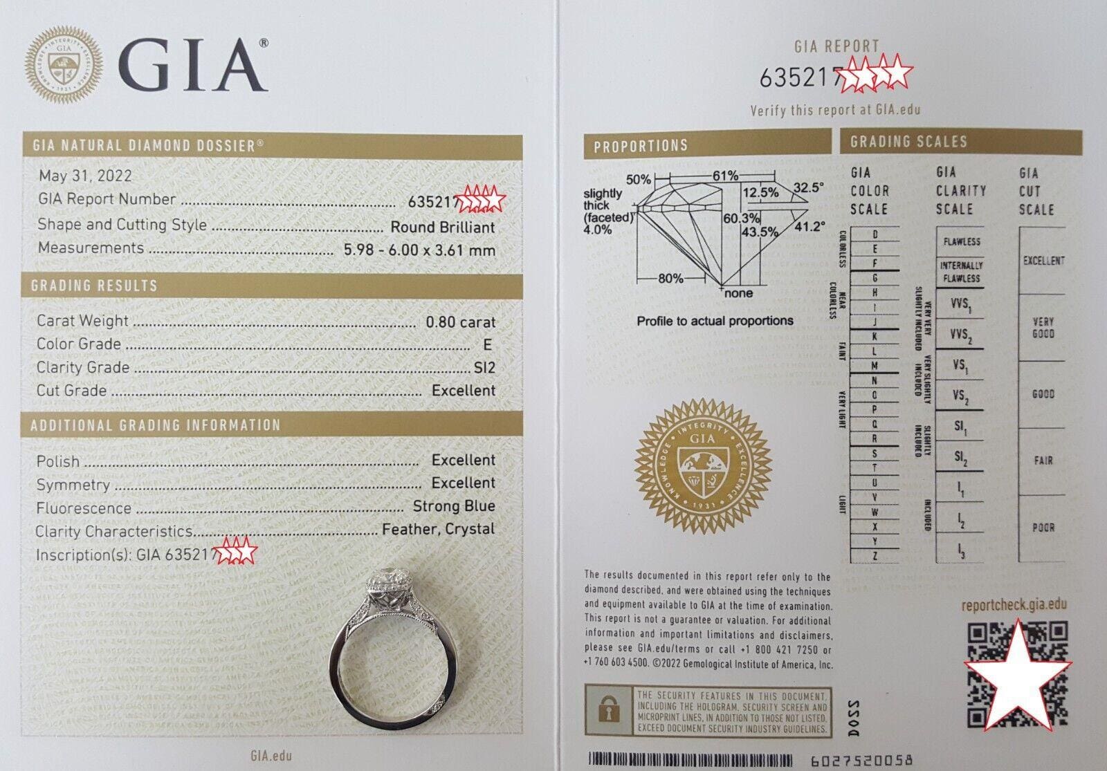 Tacori Dantela Halo Diamond Engagement Ring 0.92 ct 18k W Gold GIA Rtl 7K
