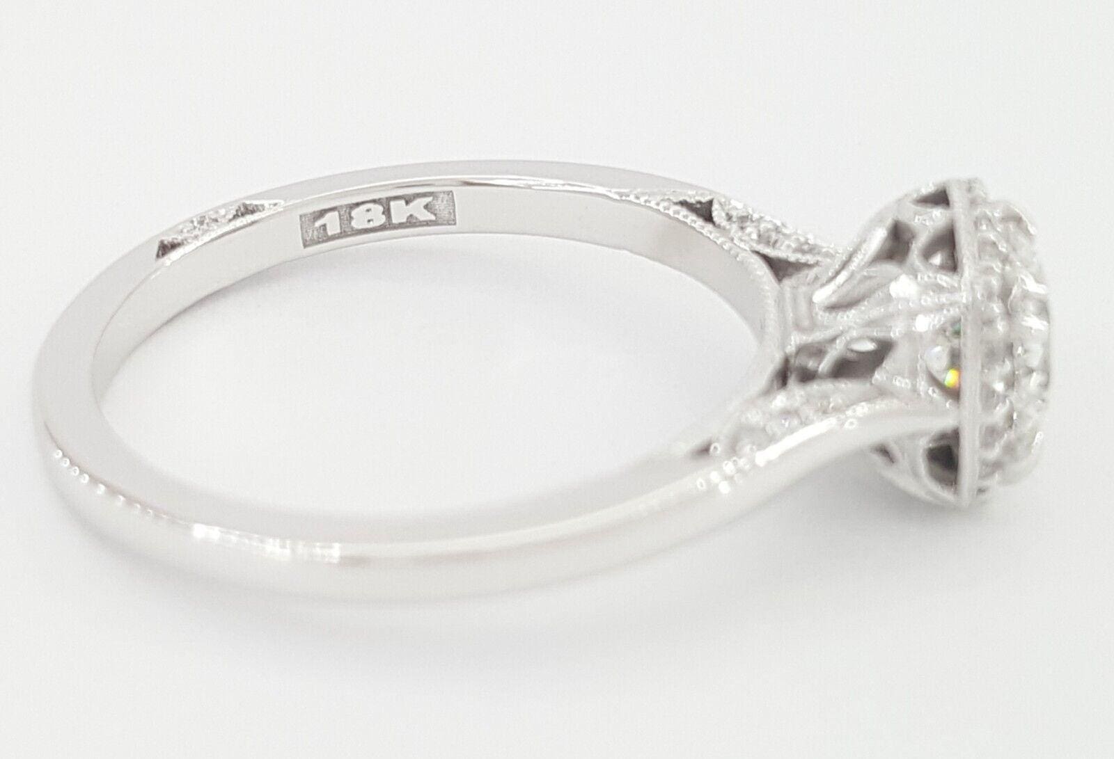Tacori Dantela Halo Diamond Engagement Ring 0.92 ct 18k W Gold GIA Rtl 7K