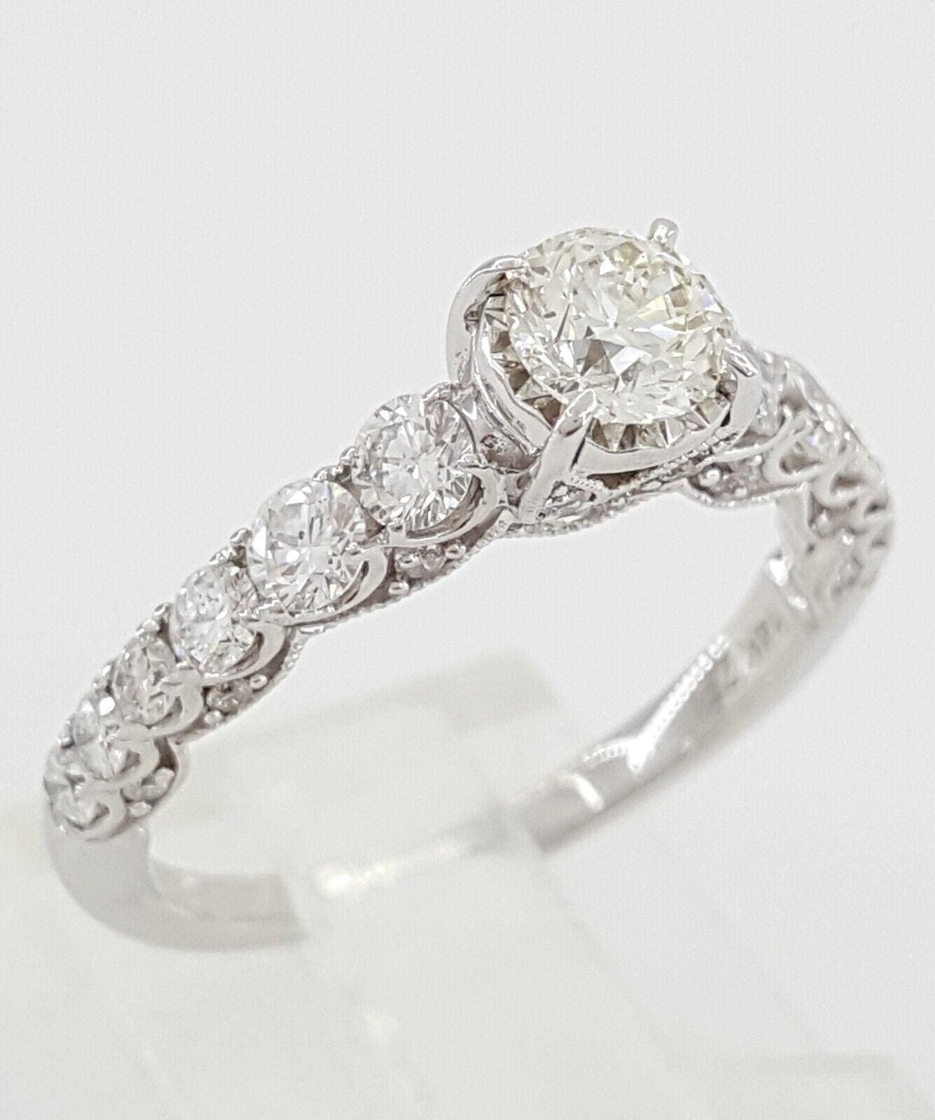 Round Brilliant Cut Diamond 1.1 ct 14k White Gold Engagement Ring
