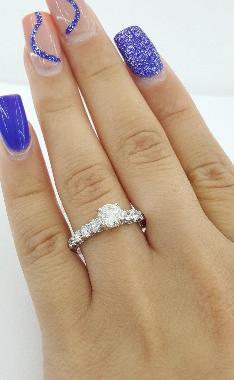 Round Brilliant Cut Diamond 1.1 ct 14k White Gold Engagement Ring
