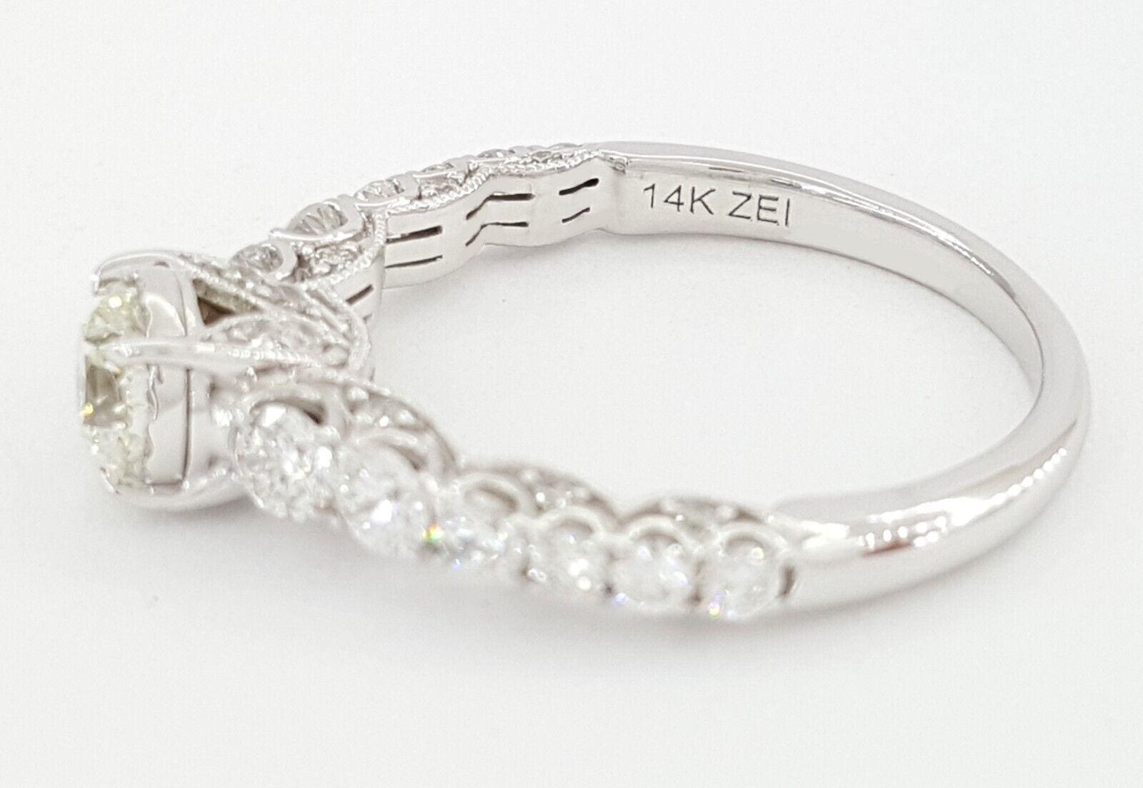 Round Brilliant Cut Diamond 1.1 ct 14k White Gold Engagement Ring