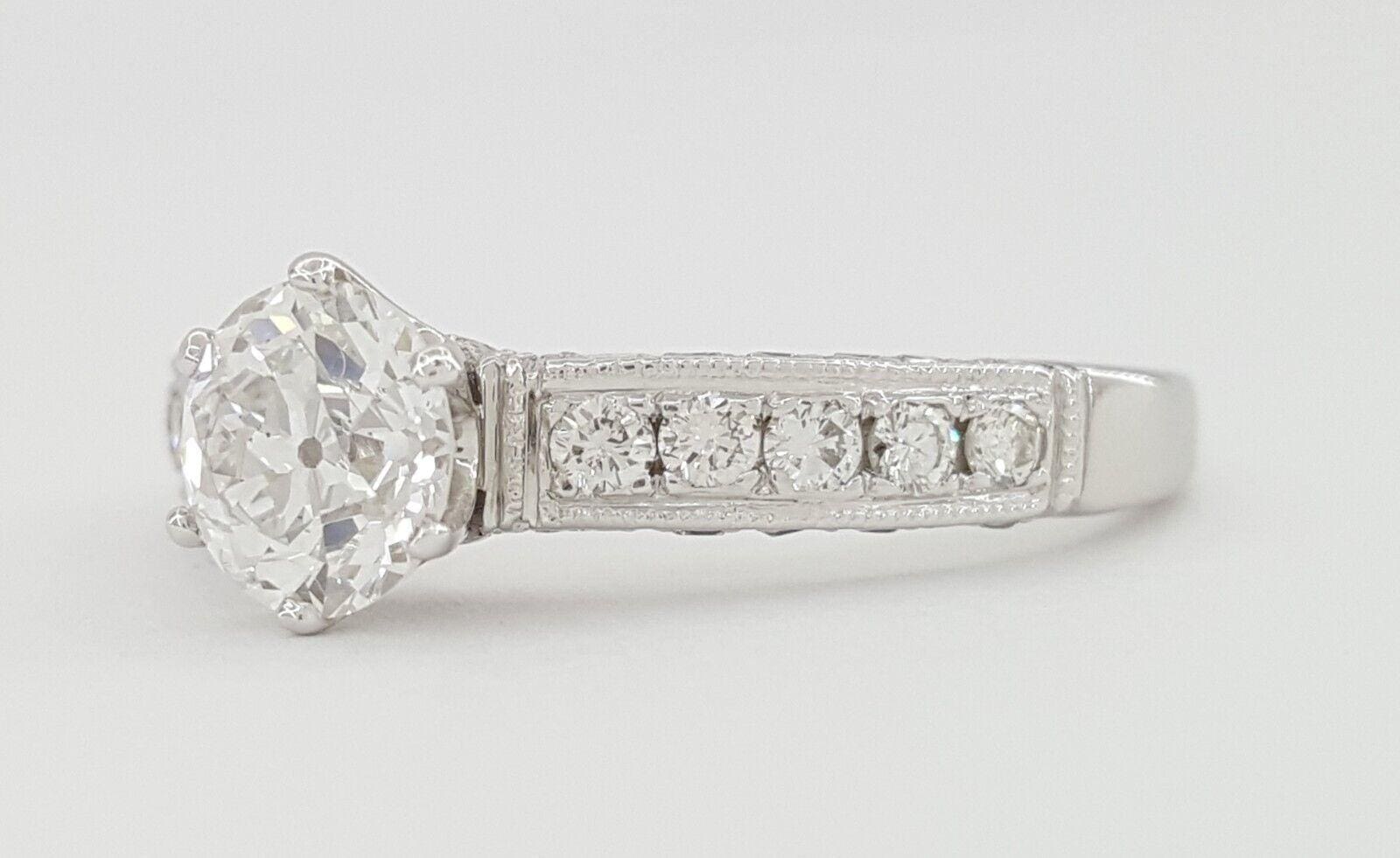 Vintage Old European Cut Diamond Engagement Ring 1.49 ct GIA E/SI1