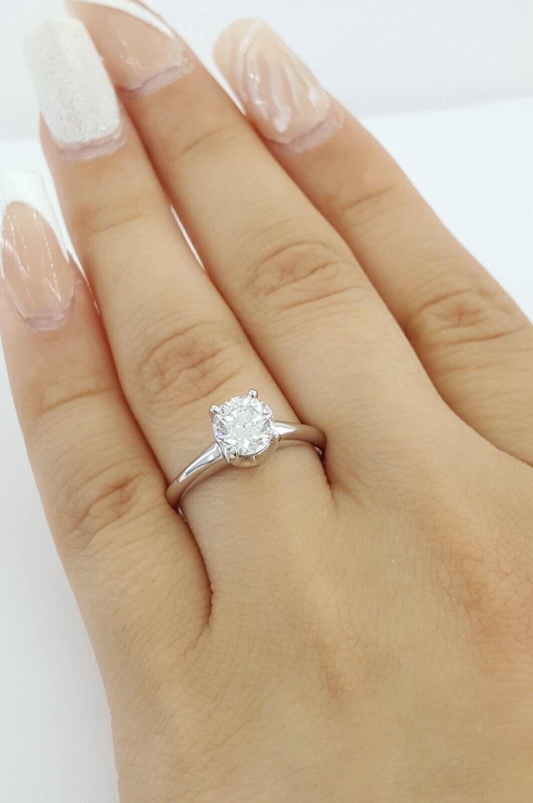 Vintage Old European Cut Diamond Solitaire Engagement Ring 14k W Gold 1.01 ct