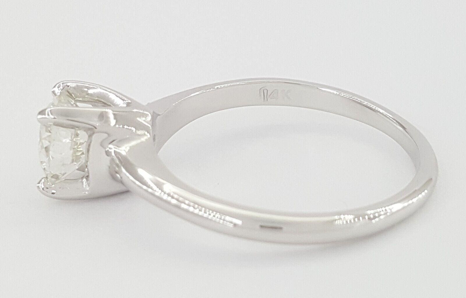 Vintage Old European Cut Diamond Solitaire Engagement Ring 14k W Gold 1.01 ct