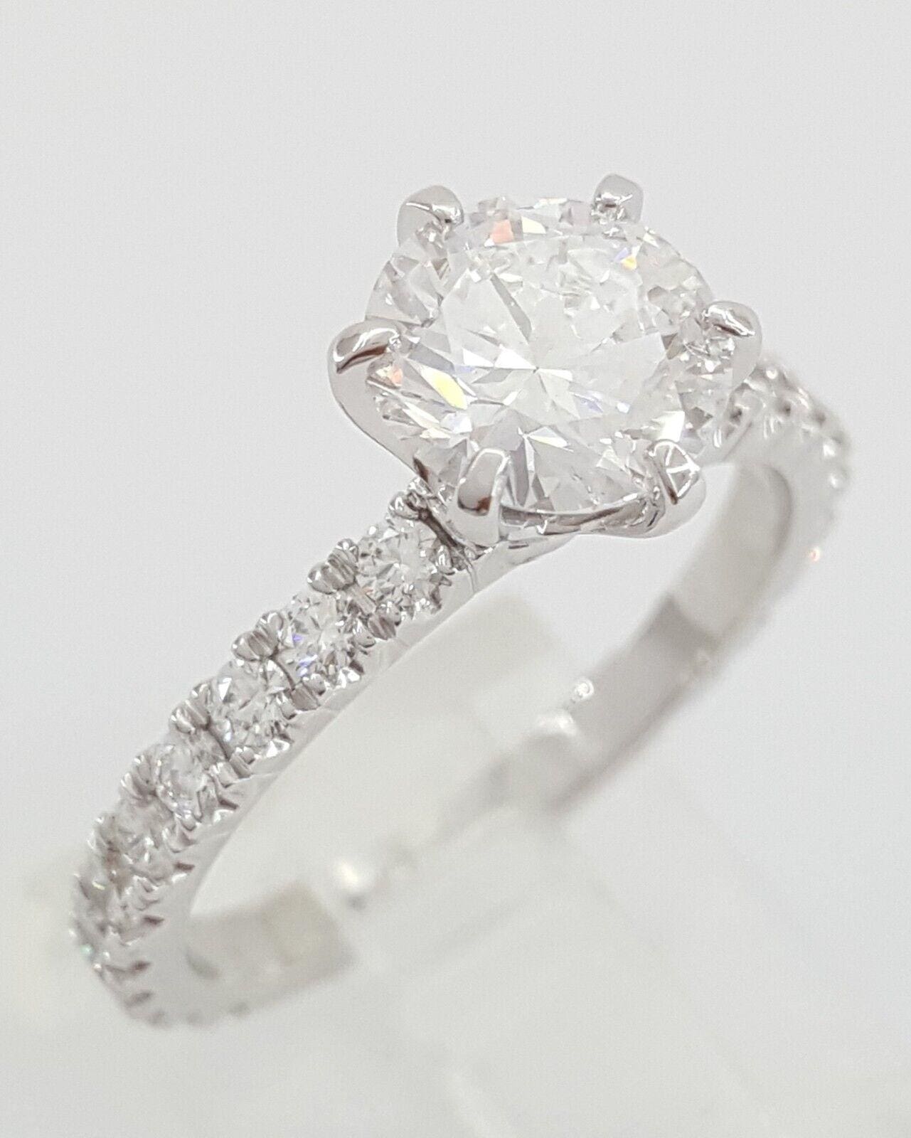Round Brilliant Cut Diamond Platinum Pave Engagement Ring 2.1 ct