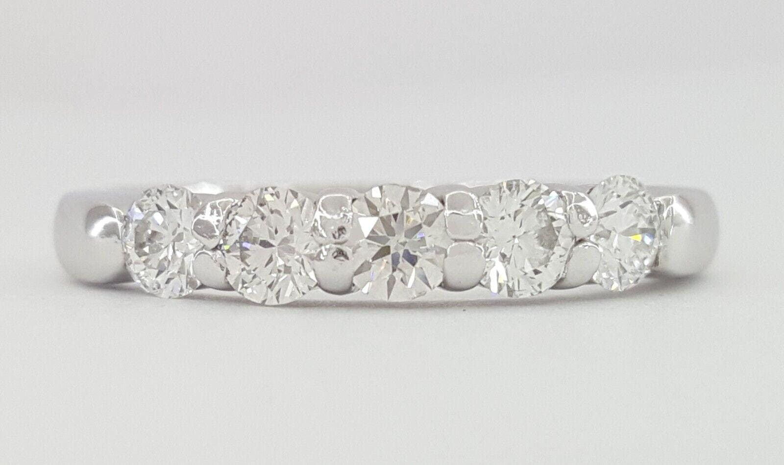 Round Brilliant Cut Diamond 5 Five Stone Wedding Band Ring in Platinum 0.55 ct