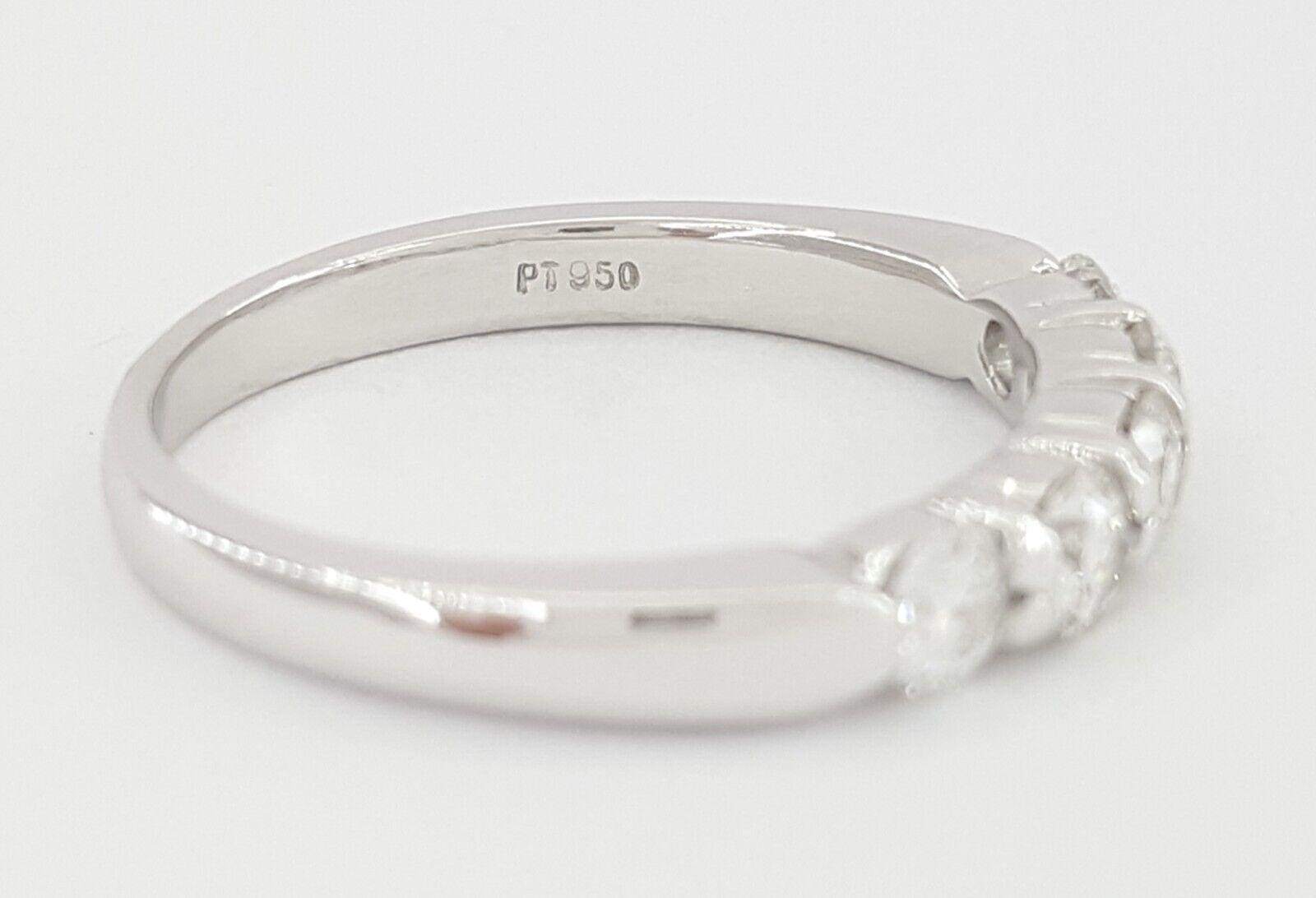 Round Brilliant Cut Diamond 5 Five Stone Wedding Band Ring in Platinum 0.55 ct