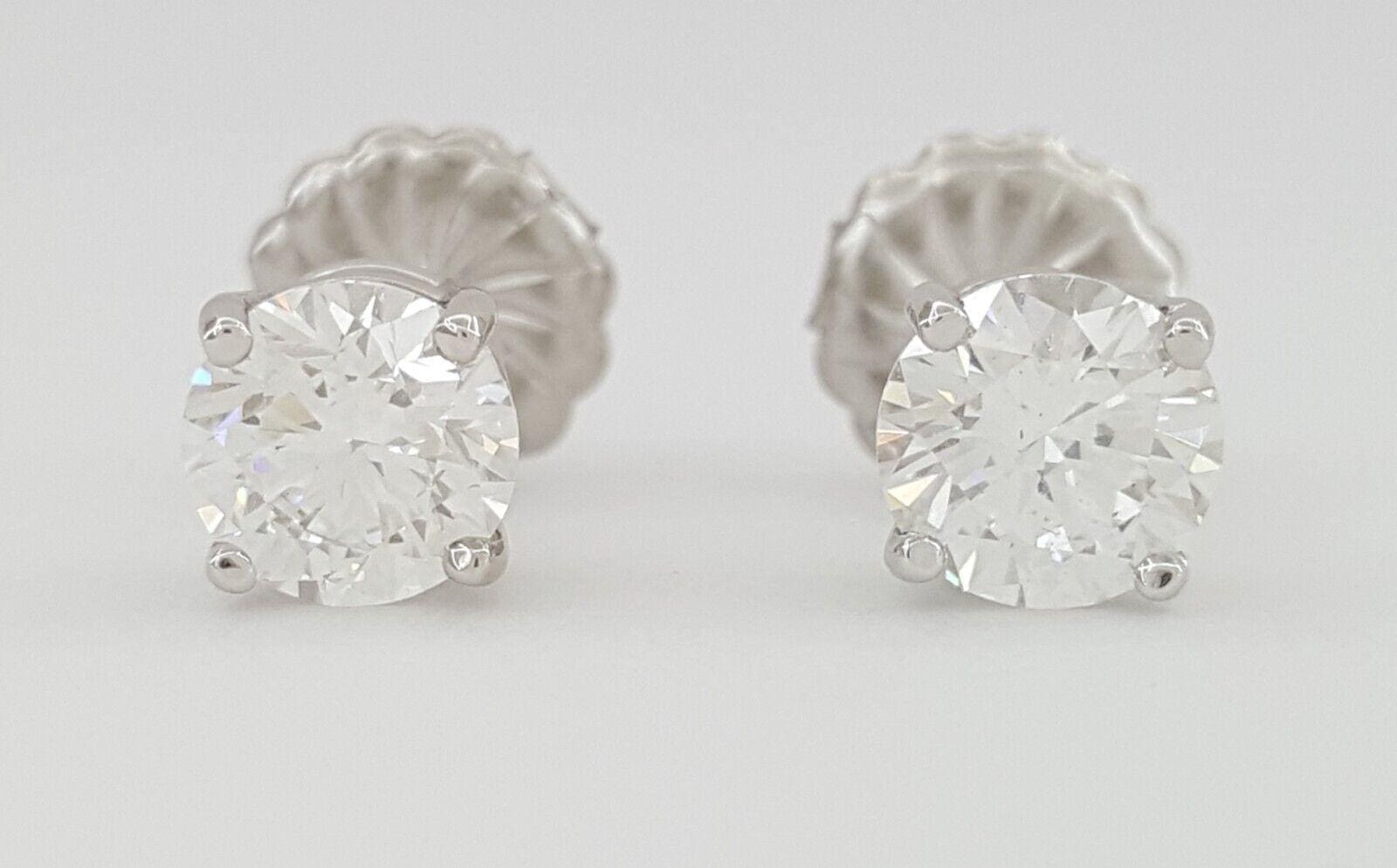 Natural Round Brilliant Cut Diamond Stud Earrings 1.40 ct GIA F/SI Retail 8.2K