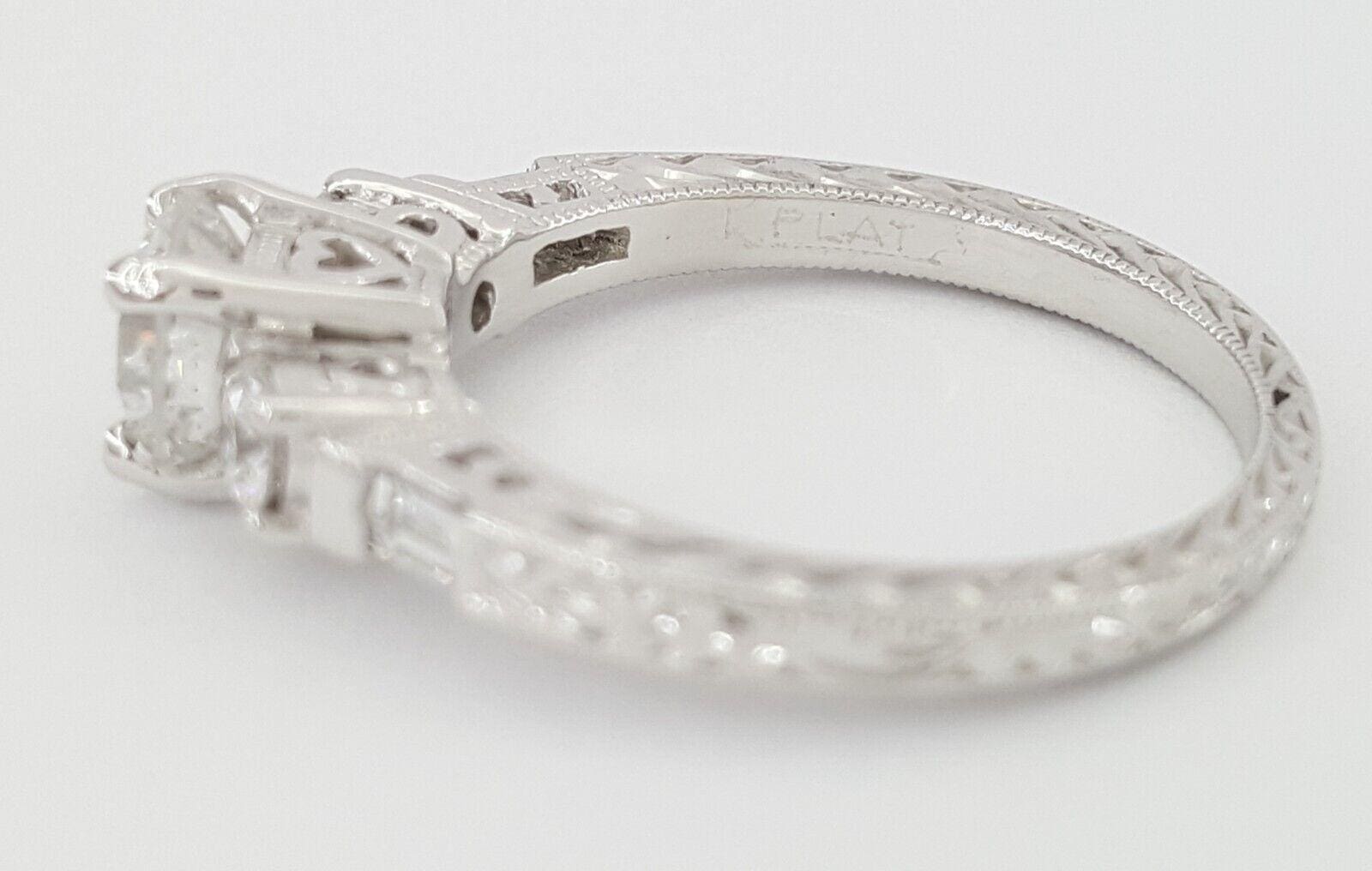 TACORI HT2200 1.01 ct Round Diamond Hand Engraved Platinum Engagement Ring 8.3K