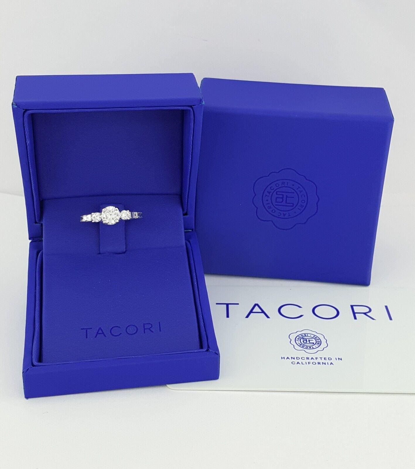 TACORI HT2200 1.01 ct Round Diamond Hand Engraved Platinum Engagement Ring 8.3K