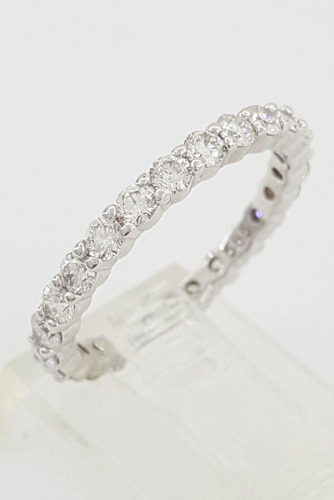 Round Diamond Full Circle Eternity 14k White Gold Wedding Band / Ring 1 ct