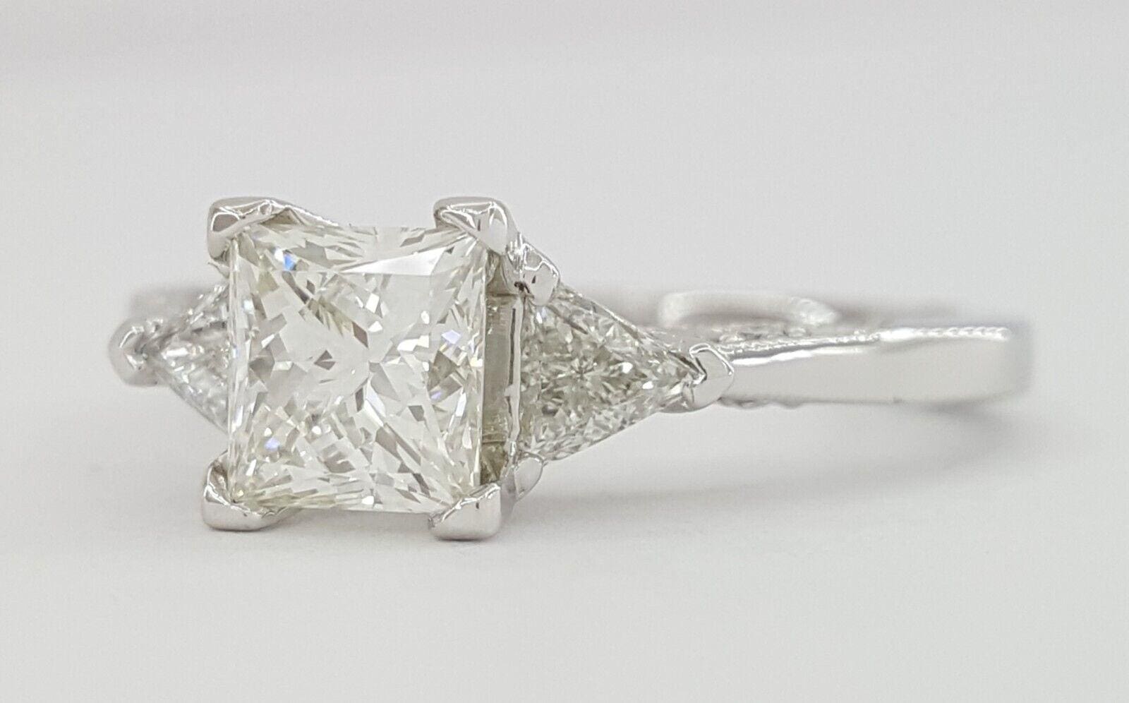 Simply TACORI 1.35 ct LEO Princess Cut Diamond 3-Stone Platinum Engagement Ring