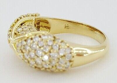 Vintage Hammerman Brothers 18K Yellow Gold Pave Diamond X Statement Ring 2.1 ct