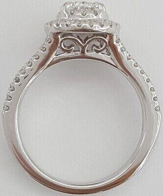 Oval Diamond Double Halo Engagement Ring 0.64 ct 14K White Gold