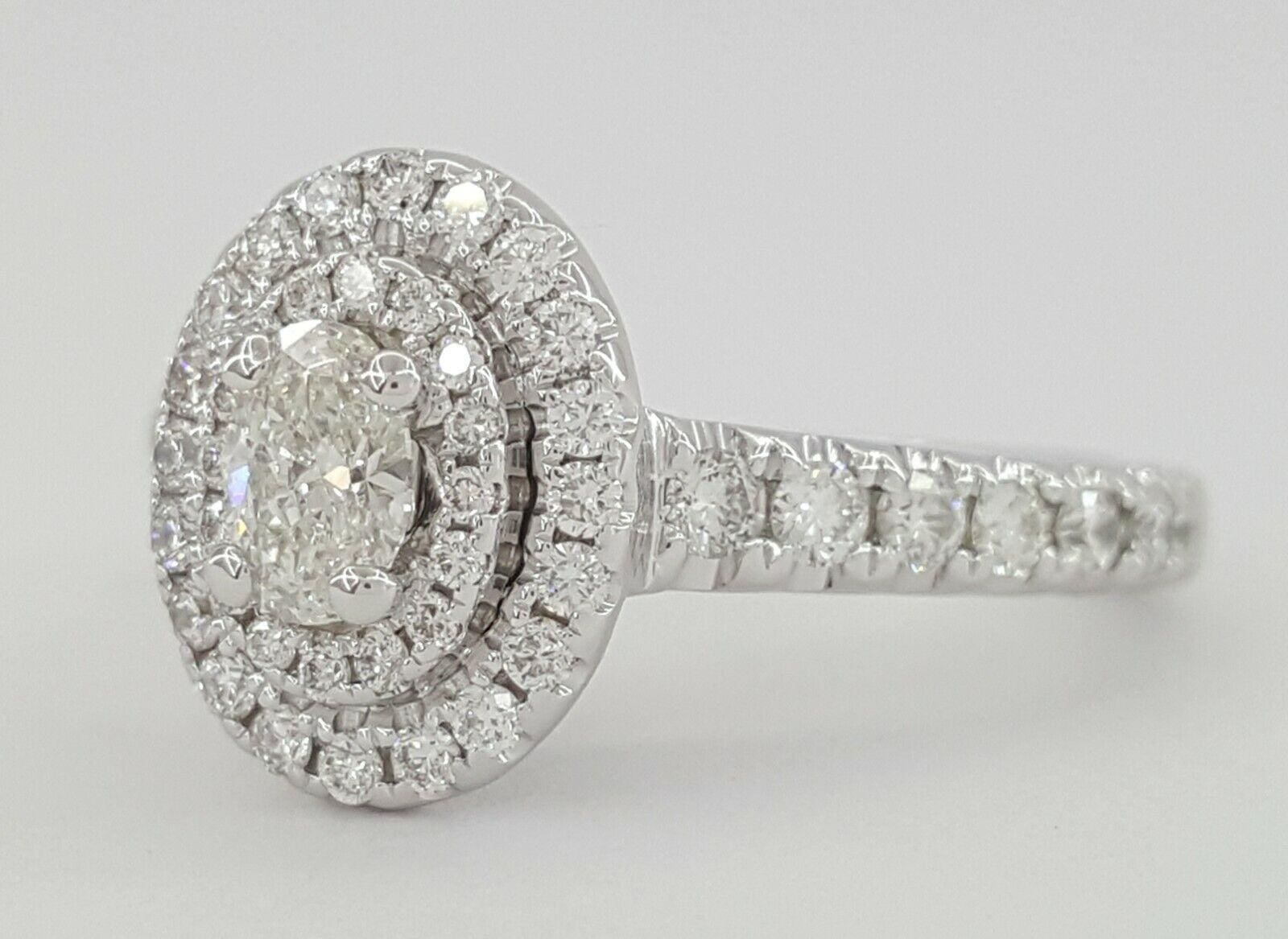 Vera Wang Love 0.75 ct Oval Diamond Double Halo Engagement Ring 14k Rtl 2,500
