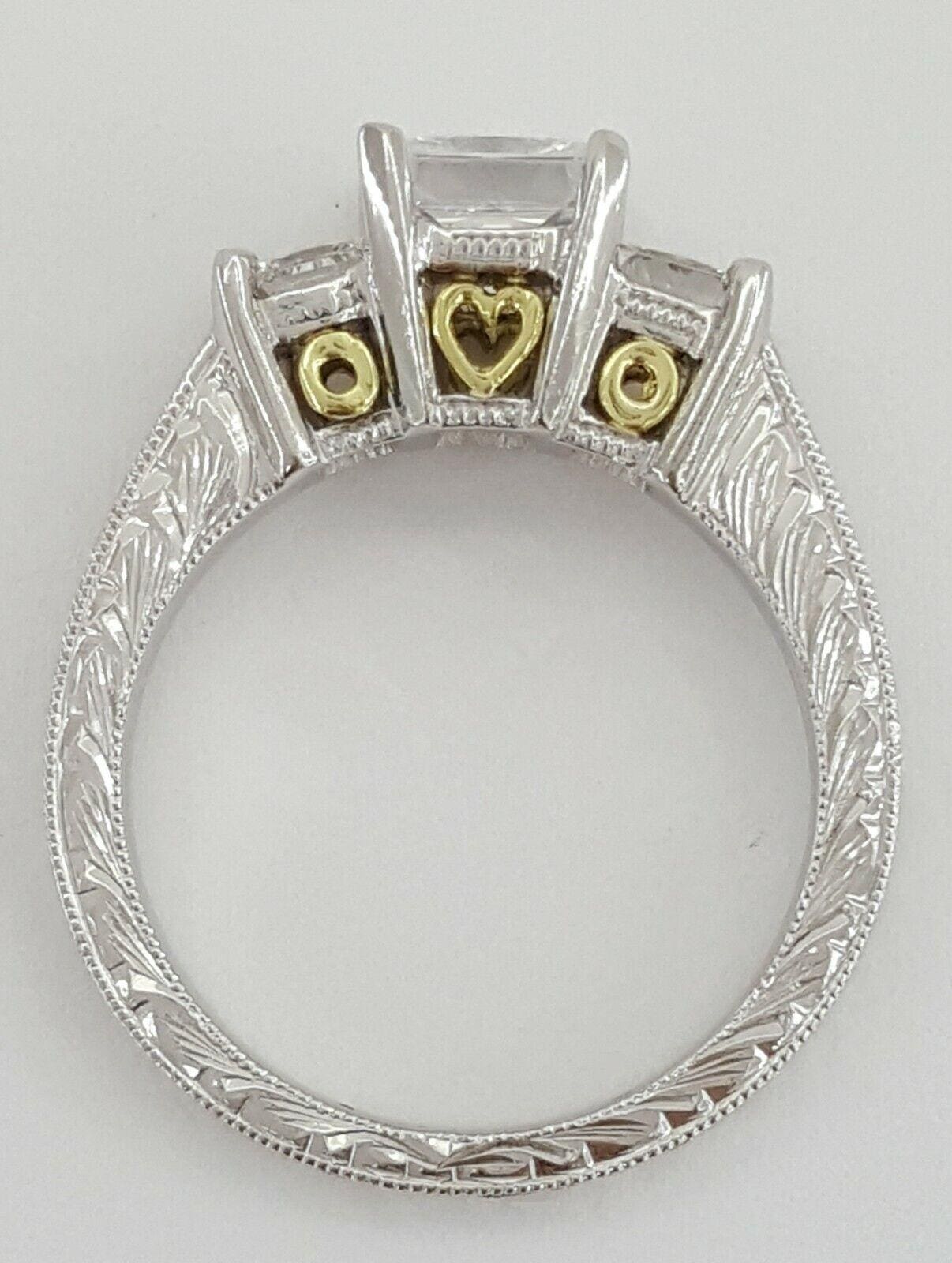 TACORI Platinum 3-Stone Semi-Mount Engraved Engagement Ring 0.60 ct Rtl 8,220