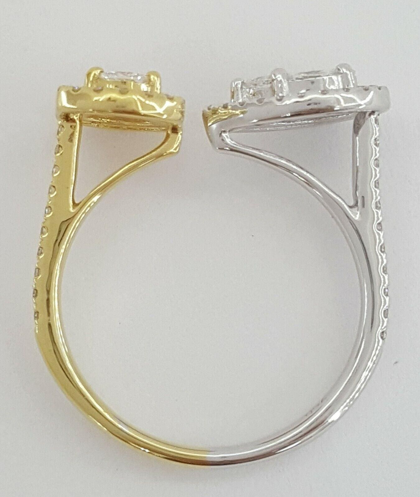 0.7 ct 18K 2-Tone Gold Pear & Oval Shaped Cluster Halo Bypass Diamond Ring