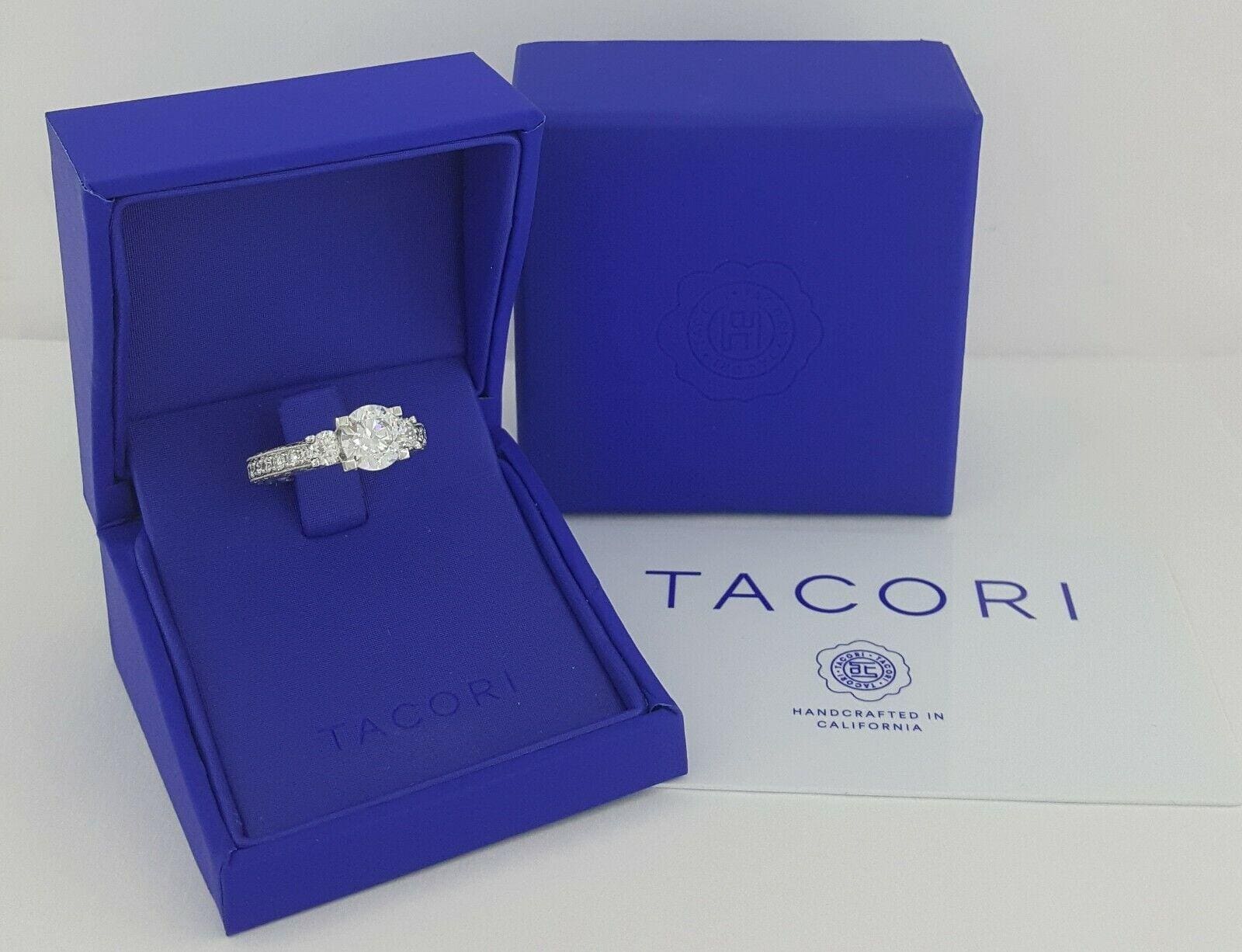 TACORI HT2259LG Crescent Platinum 3-Stone Semi-Mount Engagement Ring 1.35 ct 11K