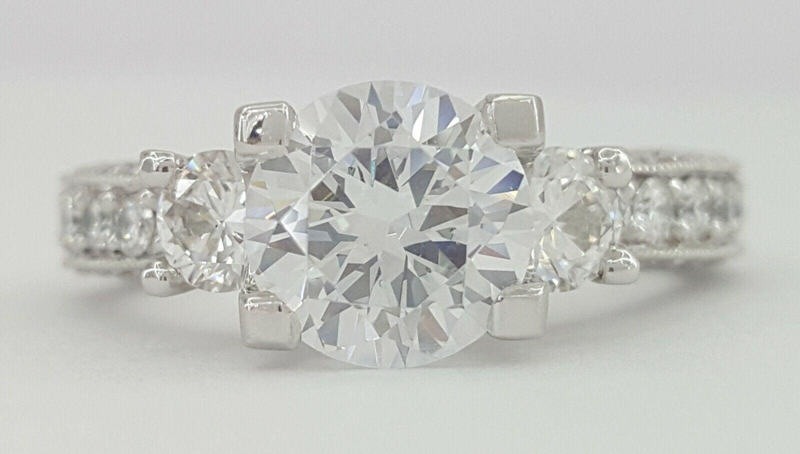 TACORI HT2259LG Crescent Platinum 3-Stone Semi-Mount Engagement Ring 1.35 ct 11K