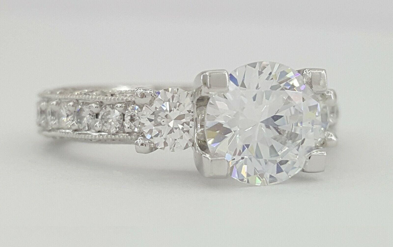 TACORI HT2259LG Crescent Platinum 3-Stone Semi-Mount Engagement Ring 1.35 ct 11K
