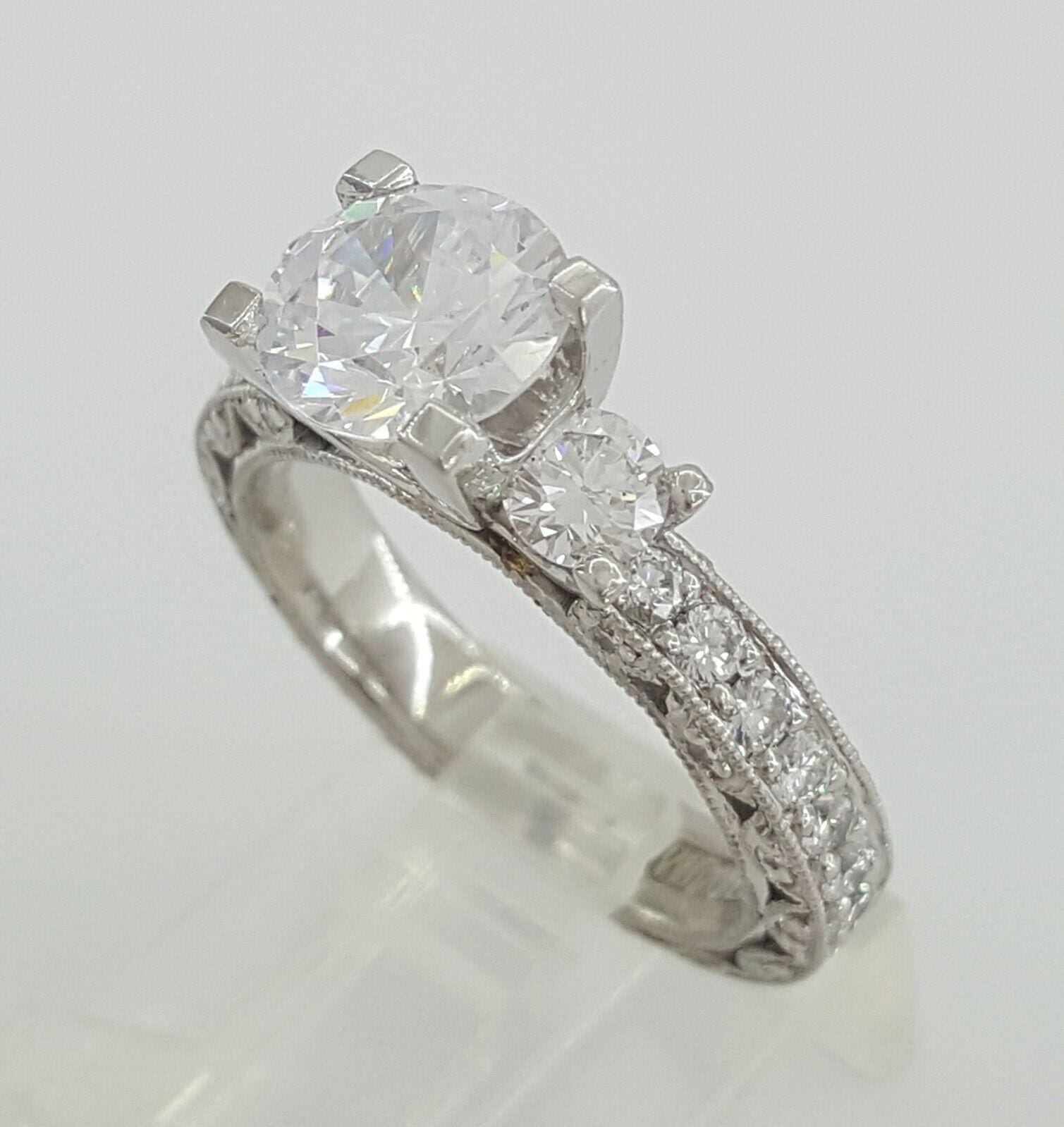 TACORI HT2259LG Crescent Platinum 3-Stone Semi-Mount Engagement Ring 1.35 ct 11K