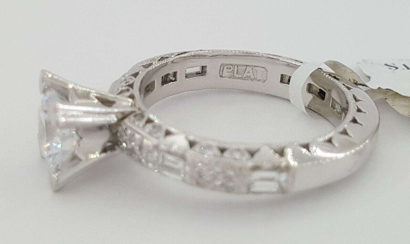 0.62 ct TACORI Crescent Platinum Semi-Mount Diamond Engagement Ring Rtl 7,500