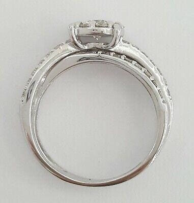 EFFY Round Diamond Cluster Halo Crossover Engagement Ring 0.8 ct 14k White Gold
