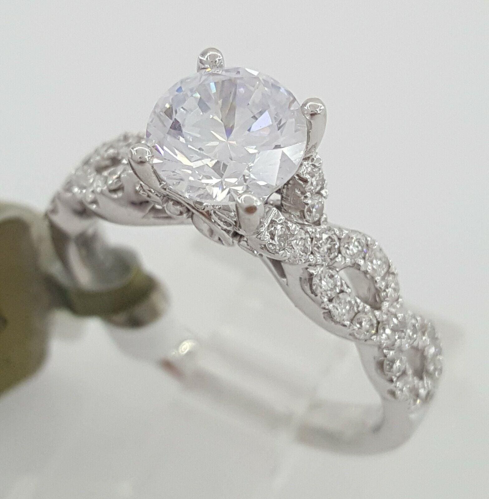 IRIS 0.38 ct 14K Gold Diamond CZ Semi-Mount Crossover Engagement Ring Rtl 1575