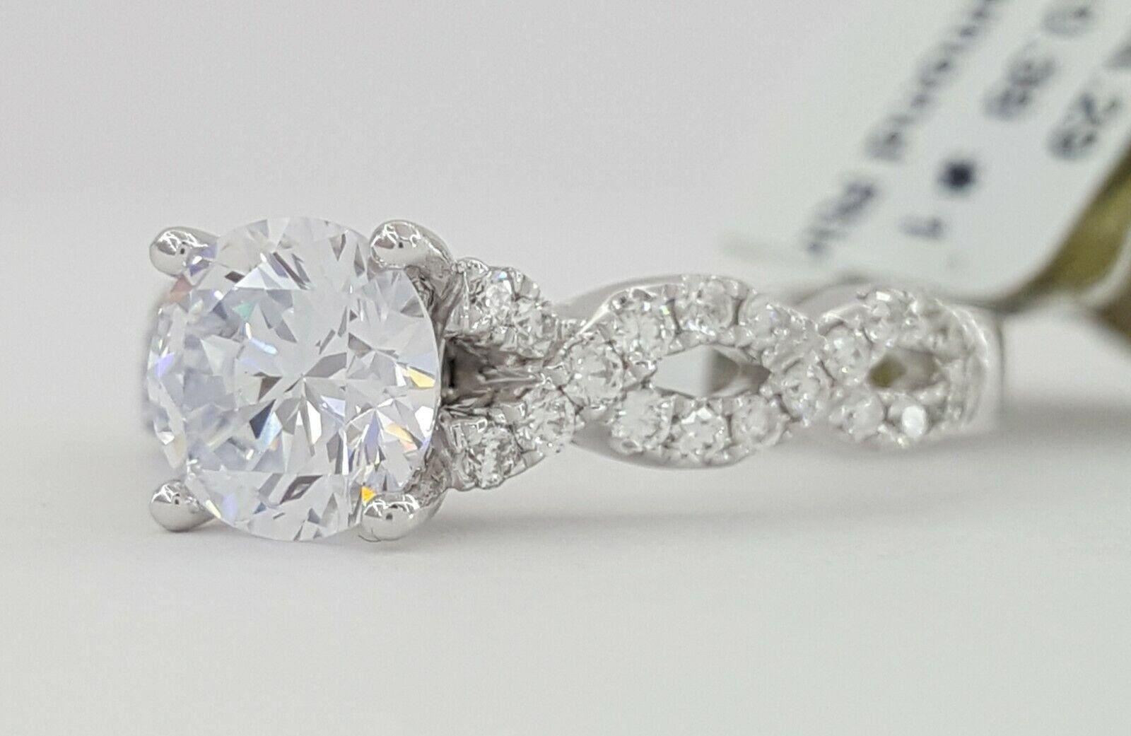 IRIS 0.38 ct 14K Gold Diamond CZ Semi-Mount Crossover Engagement Ring Rtl 1575