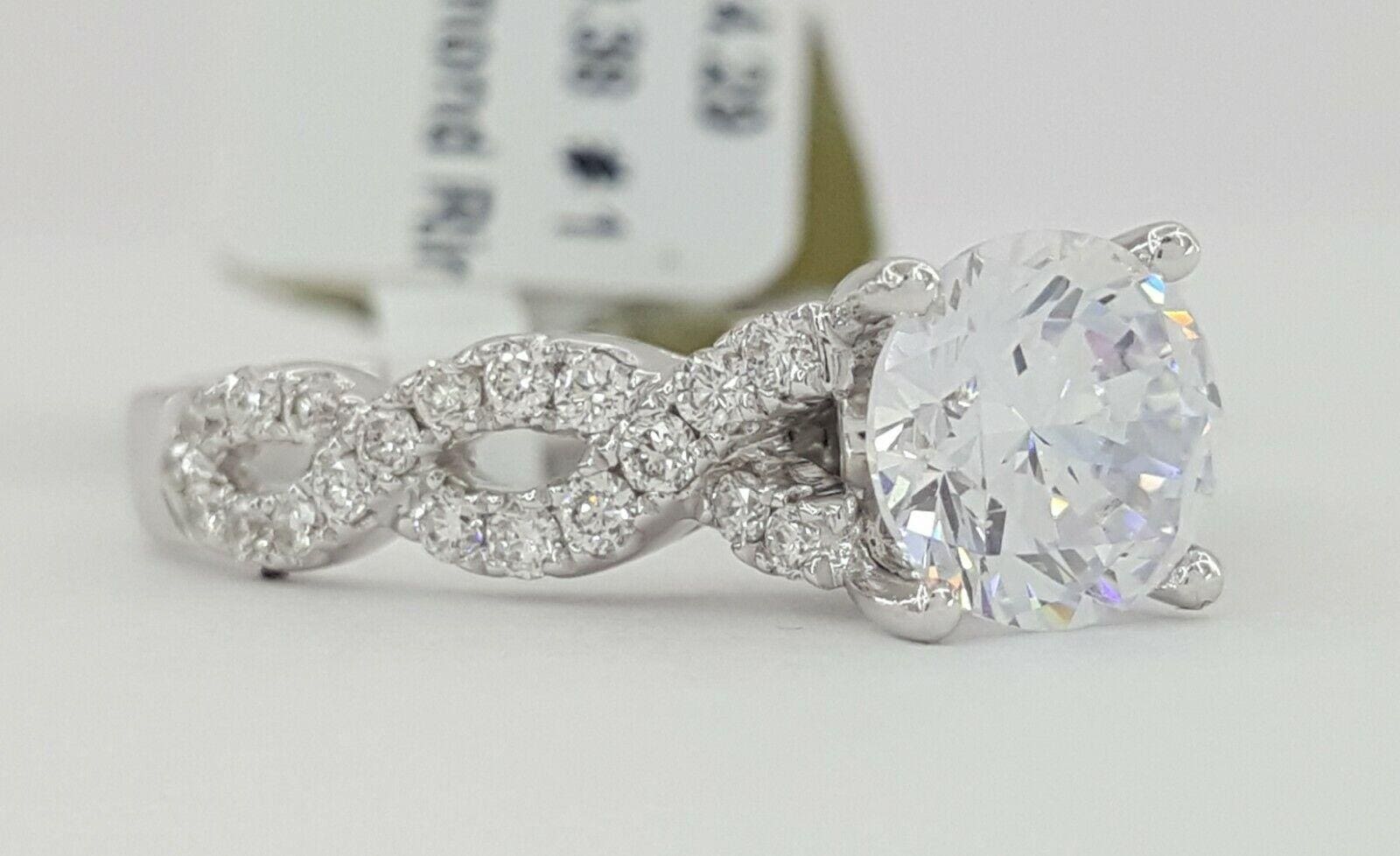 IRIS 0.38 ct 14K Gold Diamond CZ Semi-Mount Crossover Engagement Ring Rtl 1575