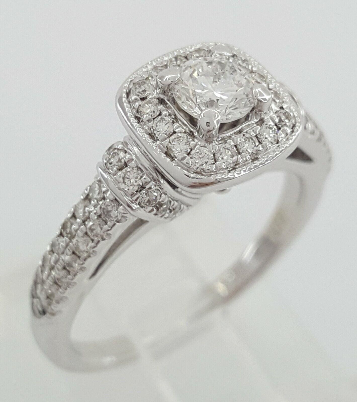Vera Wang Love 14K 0.75 ct Round Diamond Halo Frame Engagement Ring Rtl 2,779