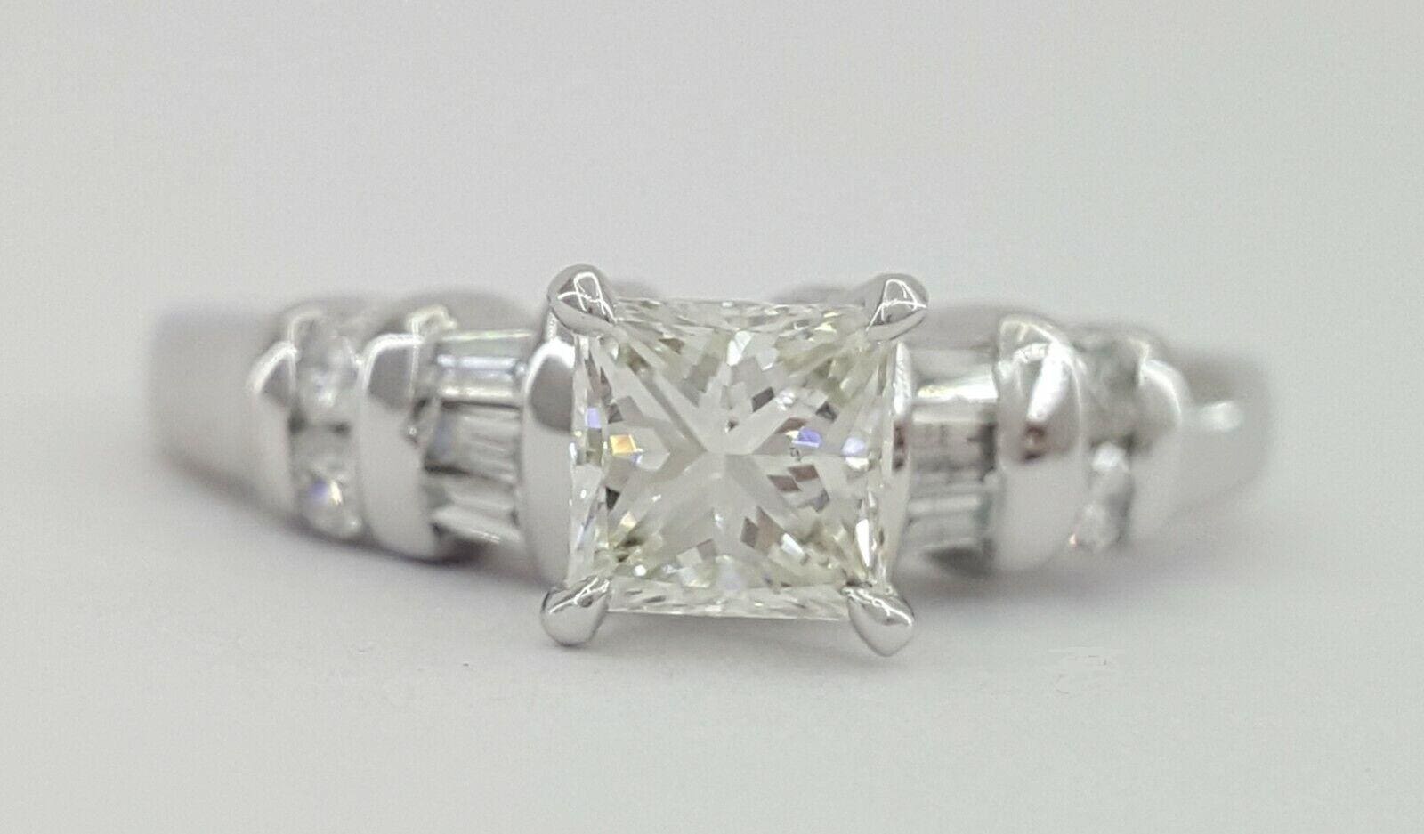Princess & Baguette Diamond 0.8 ct Platinum Engagement Ring Rtl 3,670