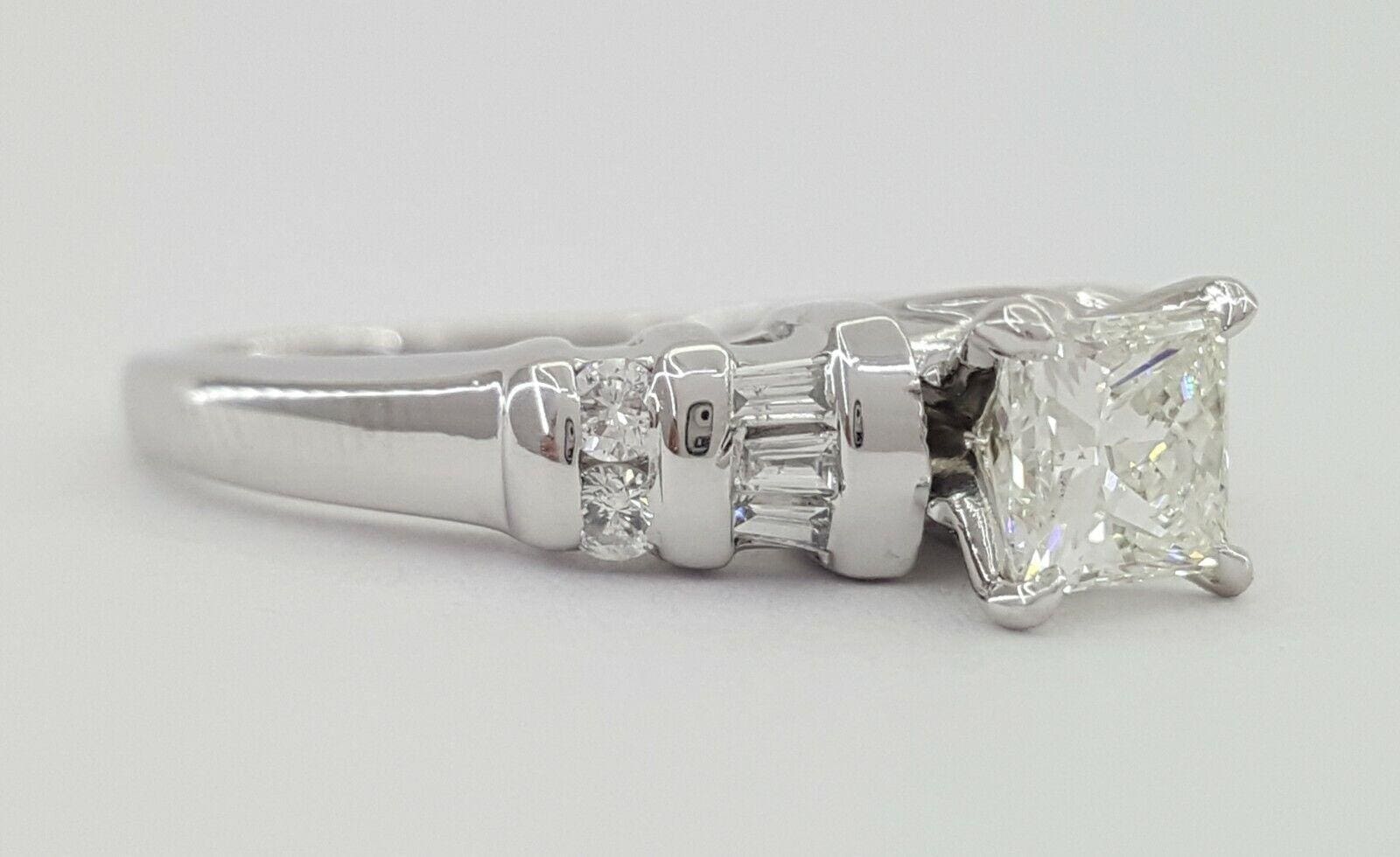 Princess & Baguette Diamond 0.8 ct Platinum Engagement Ring Rtl 3,670