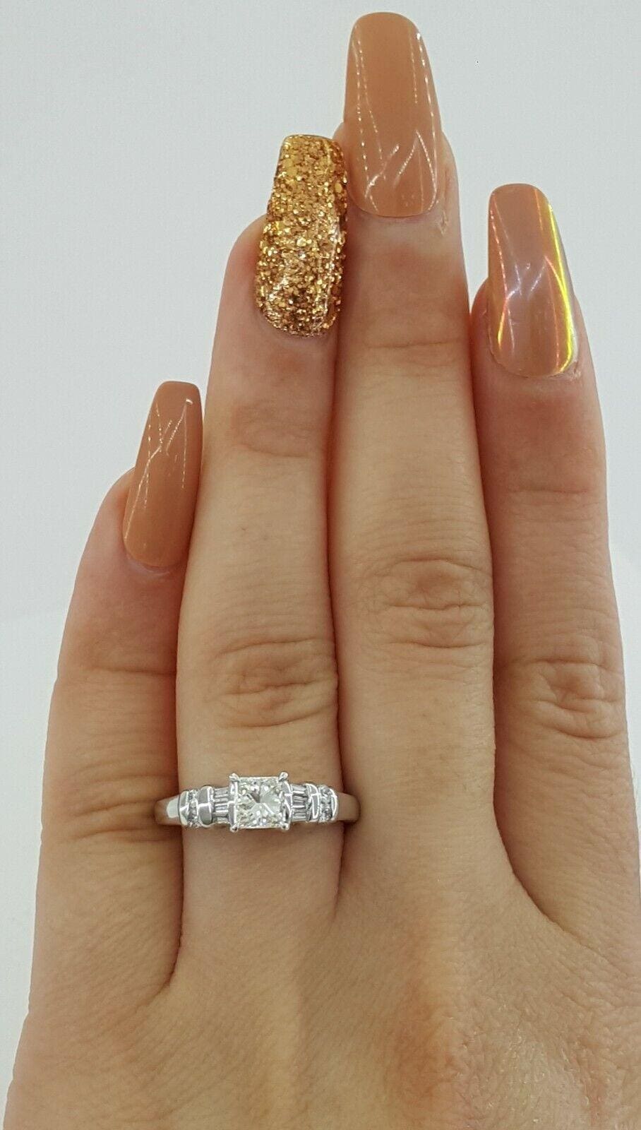 Princess & Baguette Diamond 0.8 ct Platinum Engagement Ring Rtl 3,670