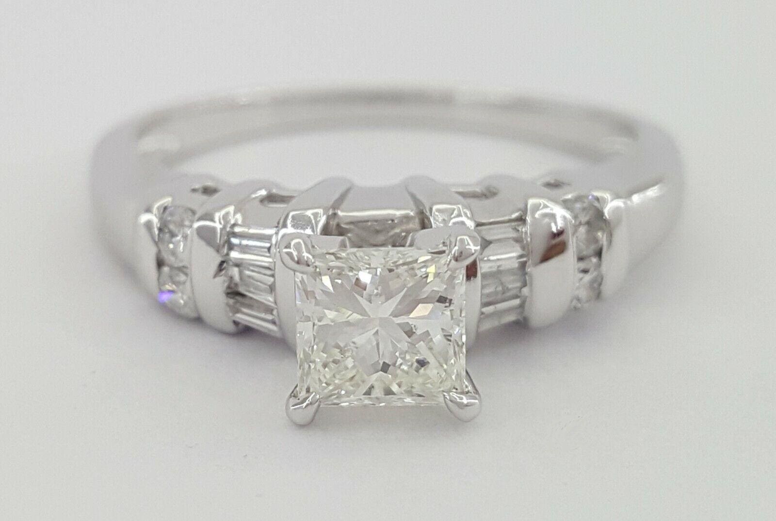 Princess & Baguette Diamond 0.8 ct Platinum Engagement Ring Rtl 3,670