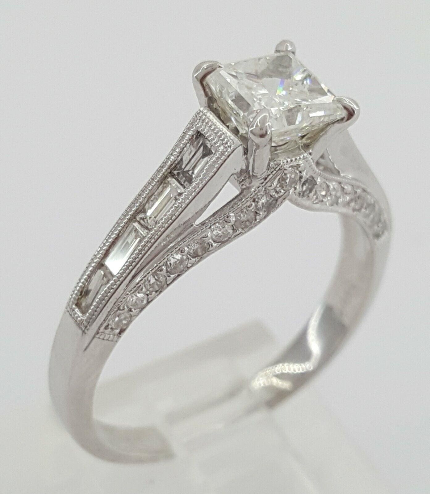 Princess Diamond Engagement Ring 1.67 ct 14K White Gold H/SI2 Retail 9,395