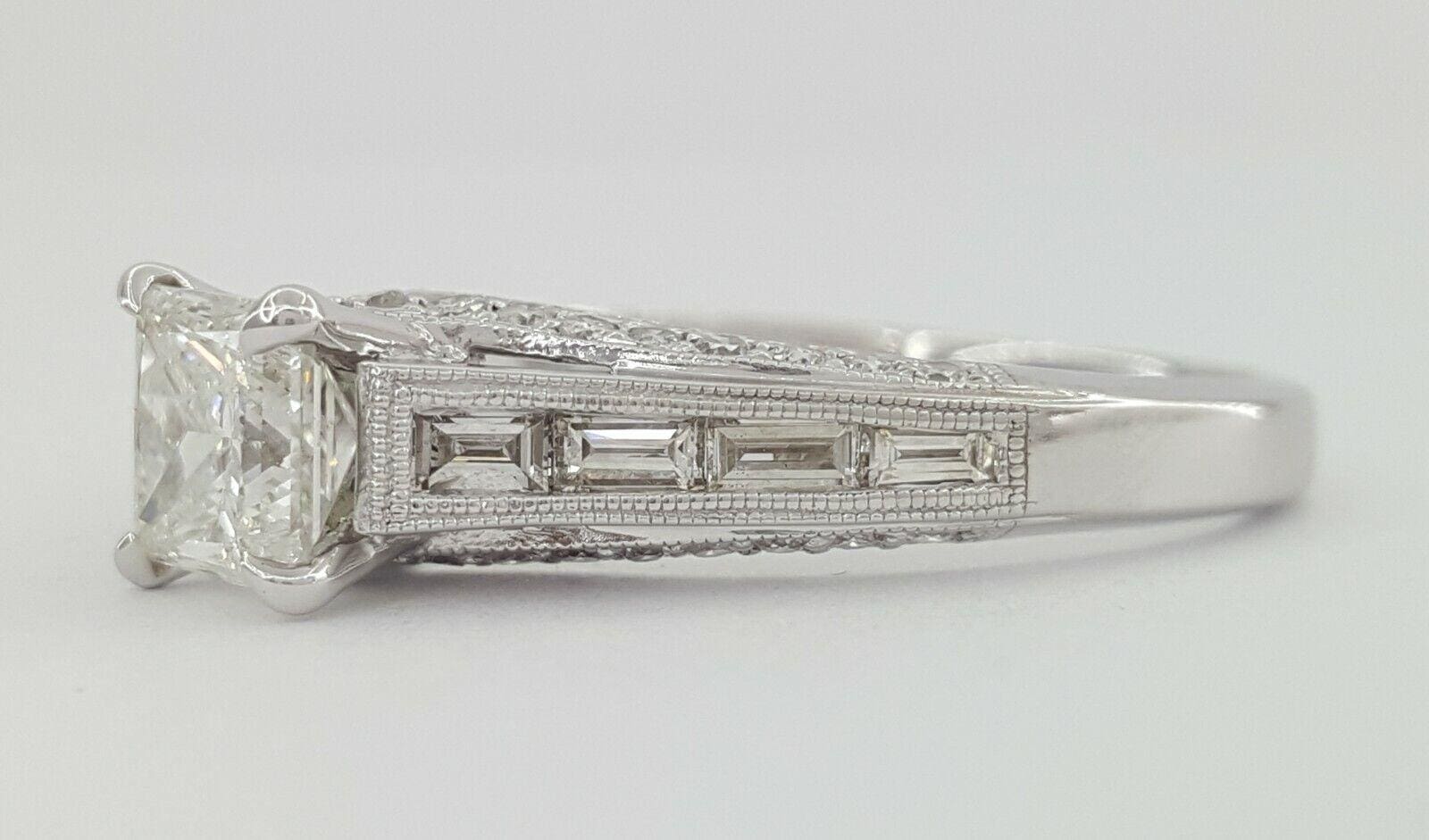 Princess Diamond Engagement Ring 1.67 ct 14K White Gold H/SI2 Retail 9,395